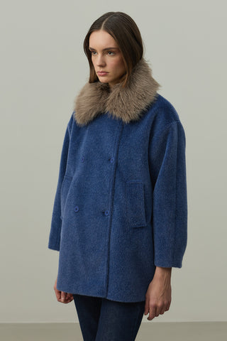 Çıkarılabilir Kürklü Bomb Kaban Mavi