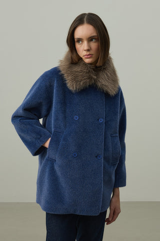 Çıkarılabilir Kürklü Bomb Kaban Mavi