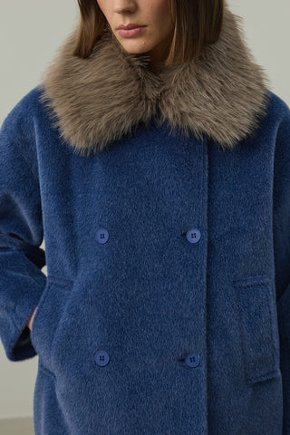 Çıkarılabilir Kürklü Bomb Kaban Mavi