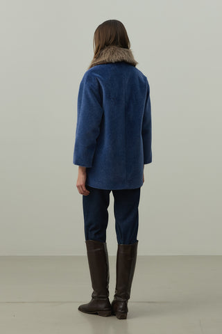 Çıkarılabilir Kürklü Bomb Kaban Mavi