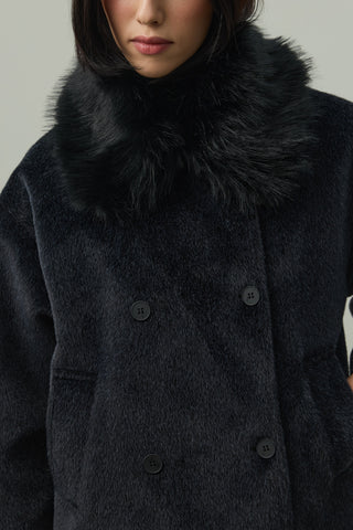 Çıkarılabilir Kürklü Bomb Kaban Siyah