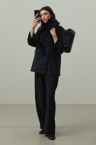 Çıkarılabilir Kürklü Bomb Kaban Siyah