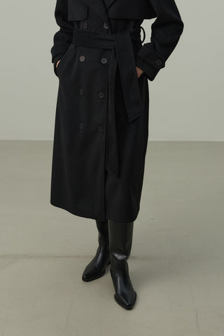 Çıkarılabilir Yakalı Maxi Kaban Siyah