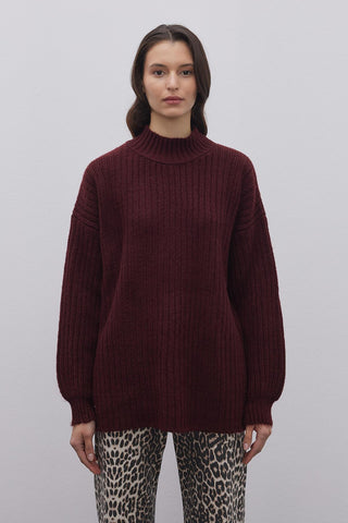 Çizgi Dokuma Basic Kazak Bordo - Fahhar Design