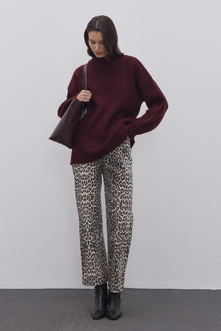 Çizgi Dokuma Basic Kazak Bordo - Fahhar Design