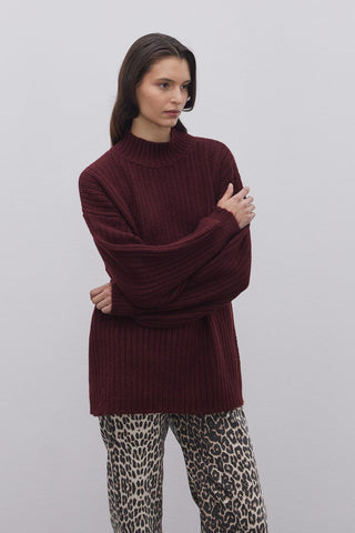 Çizgi Dokuma Basic Kazak Bordo - Fahhar Design