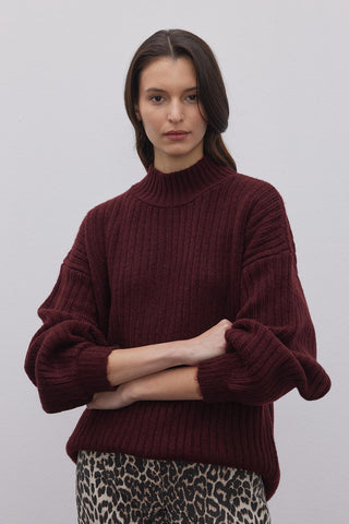 Çizgi Dokuma Basic Kazak Bordo - Fahhar Design