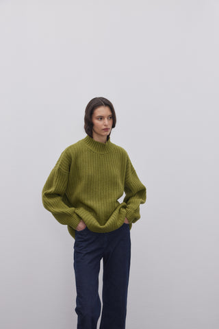 Çizgi Dokuma Basic Kazak Yeşil - Fahhar Design