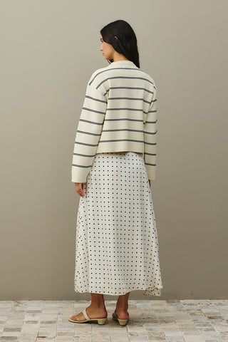 Striped Basic Knit Sweater Ecru