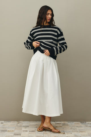 Striped Basic Knit Sweater Black