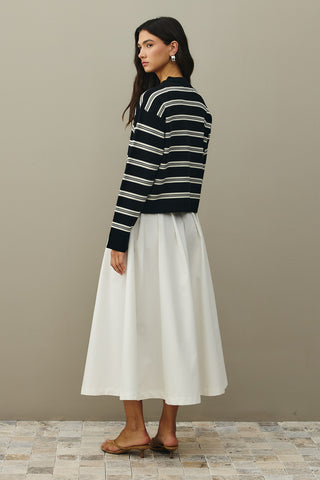 Striped Basic Knit Sweater Black