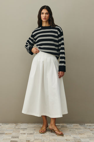 Striped Basic Knit Sweater Black