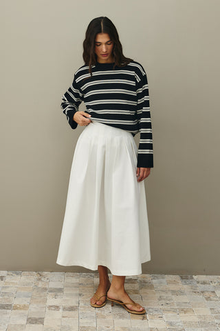 Striped Basic Knit Sweater Black