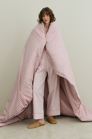 Çizgili Dokuma Pijama Takım Pembe