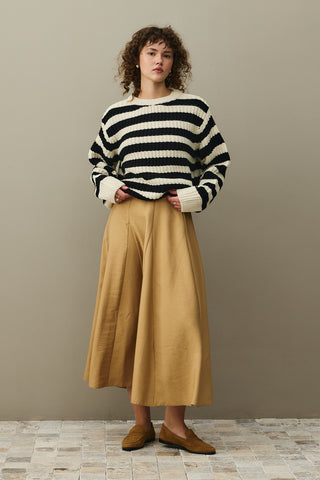 Striped Chunky Knit Sweater Black