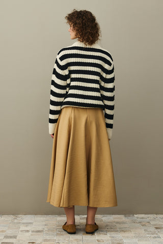 Striped Chunky Knit Sweater Black