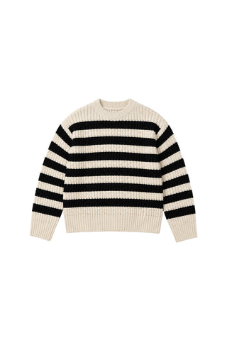 Striped Chunky Knit Sweater Black