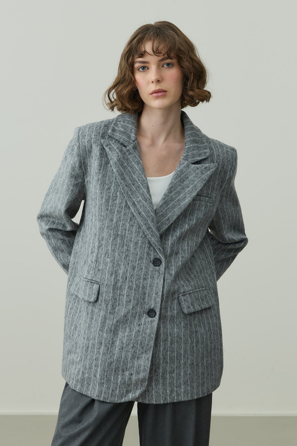 Striped Cashmere Jacket Anthracite