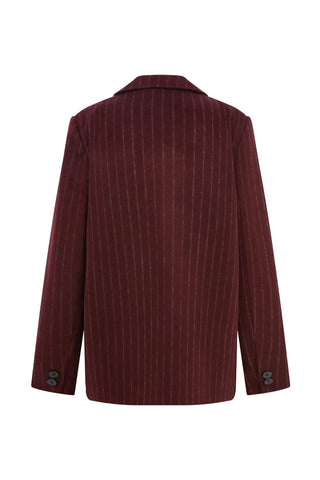 Çizgili Kaşe Ceket Bordo - Fahhar Design