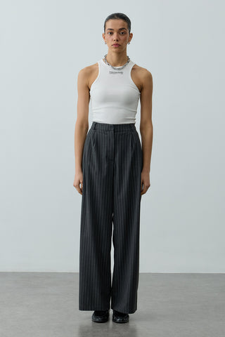Çizgili Palazzo Pantolon Antrasit