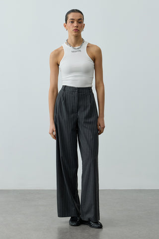 Çizgili Palazzo Pantolon Antrasit