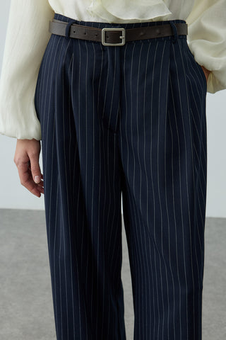 Çizgili Palazzo Pantolon Lacivert