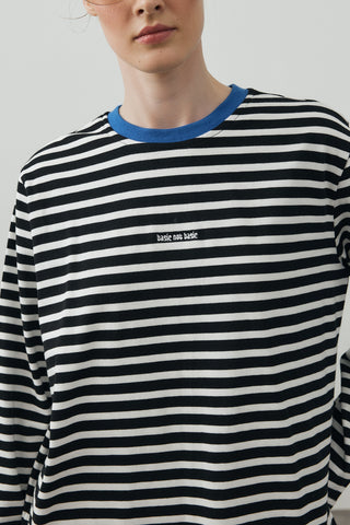 Çizgili Premium Basic Tişört Siyah