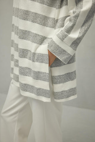 Çizgili Soft Sweatshirt Gri - Fahhar Design