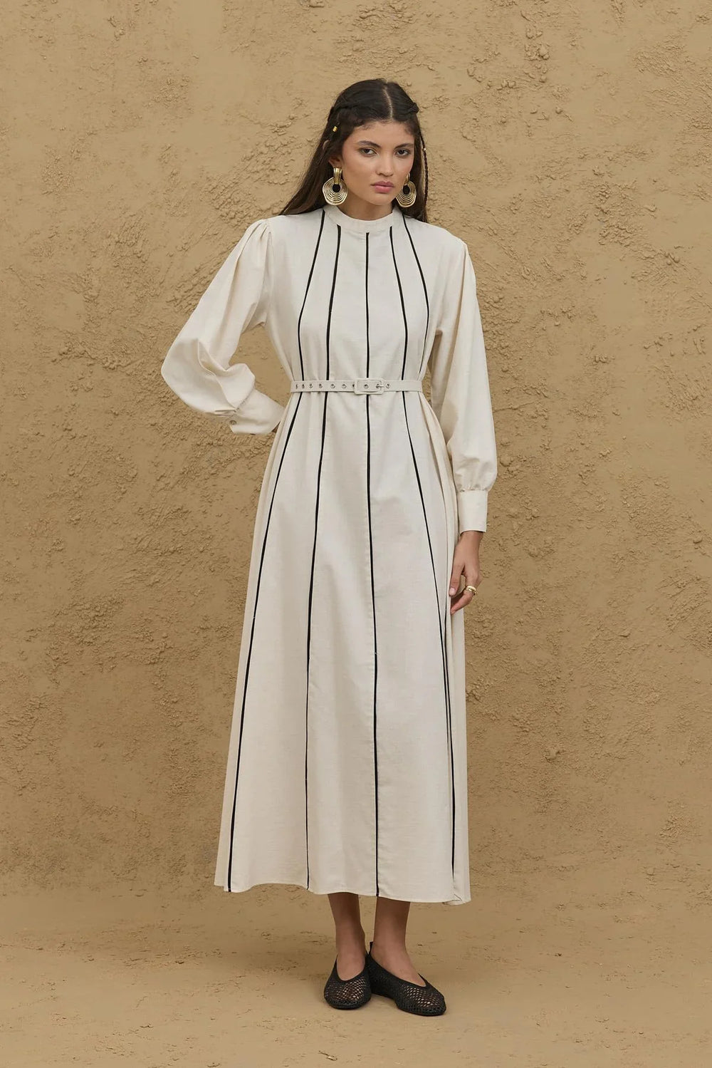 Multi-Piece Belted Dress Natural