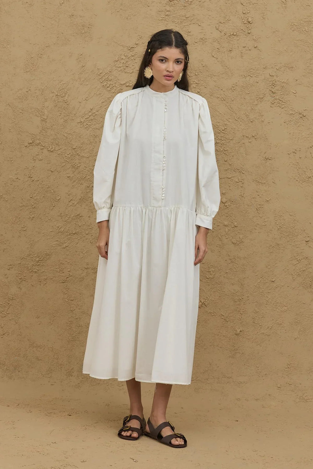 Multi-Brit Dress Ecru