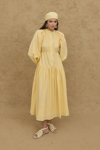 Çok Britli Elbise Sarı