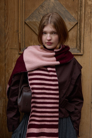 Çok Çizgili Tiftik Atkı Bordo