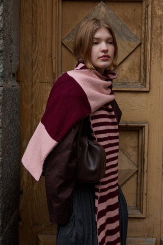 Çok Çizgili Tiftik Atkı Bordo