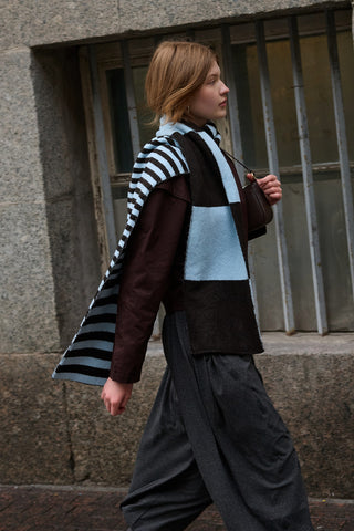 Çok Çizgili Tiftik Atkı Kahverengi