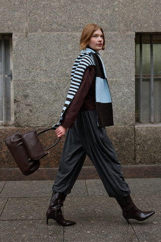 Çok Çizgili Tiftik Atkı Kahverengi