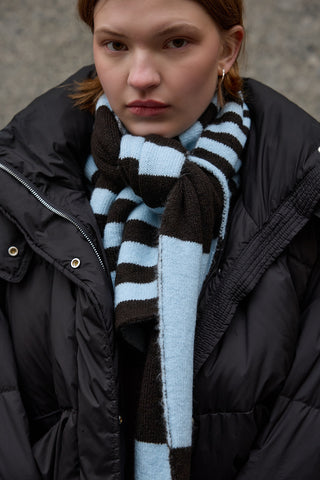 Çok Çizgili Tiftik Atkı Kahverengi