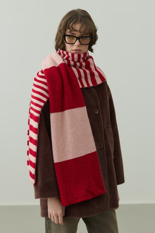 Çok Çizgili Tiftik Atkı Kırmızı