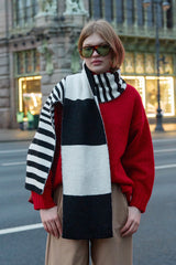 Çok Çizgili Tiftik Atkı Siyah