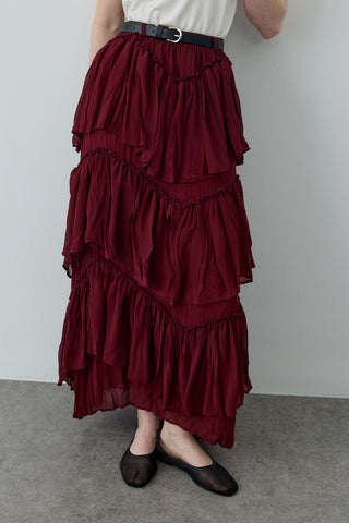 Çok Katlı Şifon Etek Bordo