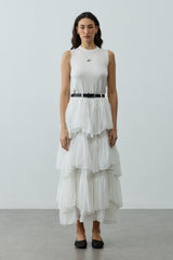 Çok Katlı Şifon Etek Ekru