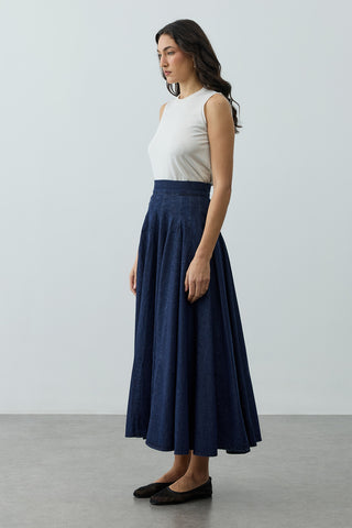 Godeli Çok Parçalı Denim Etek Lacivert