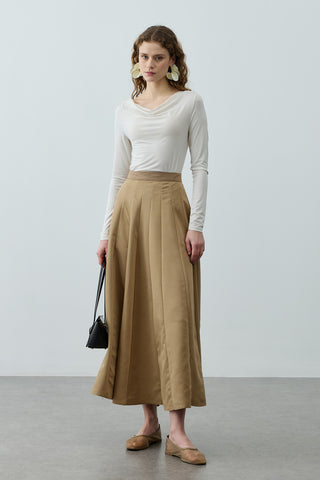 Çok Parçalı Godeli Etek Camel