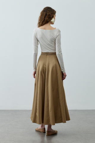 Çok Parçalı Godeli Etek Camel