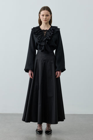 Çok Parçalı Godeli Etek Siyah