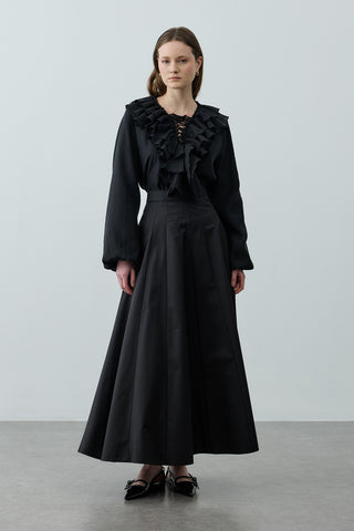 Çok Parçalı Godeli Etek Siyah