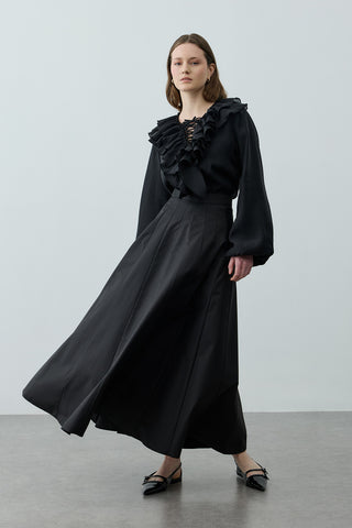 Çok Parçalı Godeli Etek Siyah