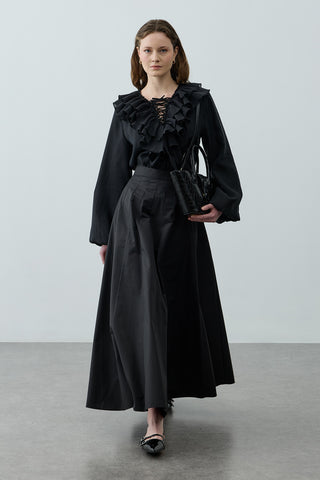 Çok Parçalı Godeli Etek Siyah