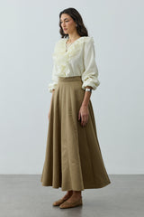 Çok Parçalı Godeli Etek Yeşil