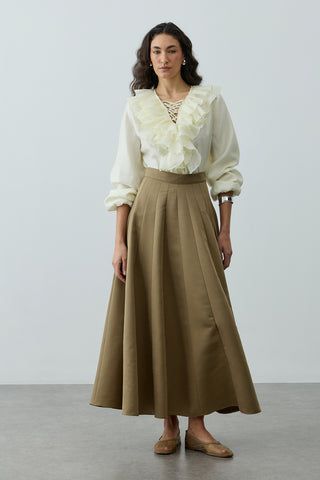 Çok Parçalı Godeli Etek Yeşil