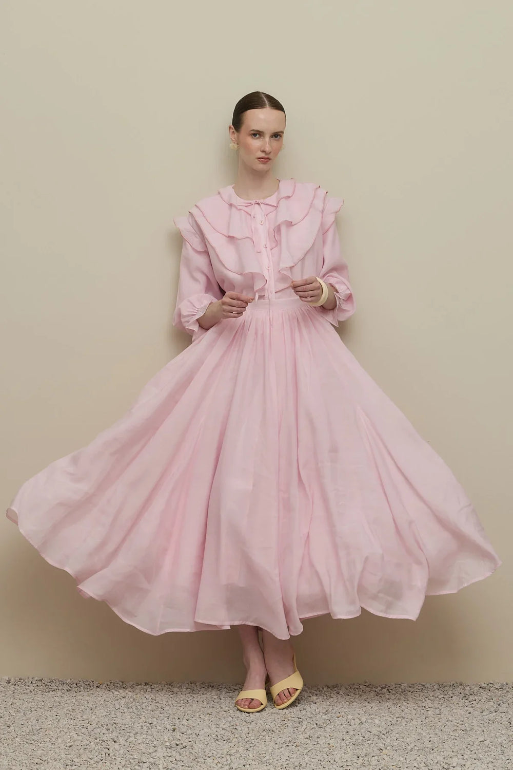 Çok Parçalı Maxi Etek Açık Pembe